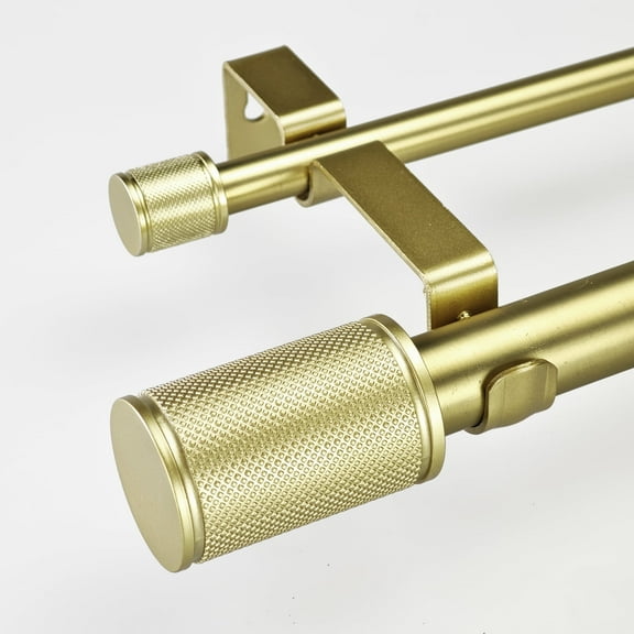 SKYPLUSLIVING Classic Collection 1-1/8 Inch and 1-1/8 Inch Gold Glam Adjustable Double Curtain Rods, 72-144 Inch