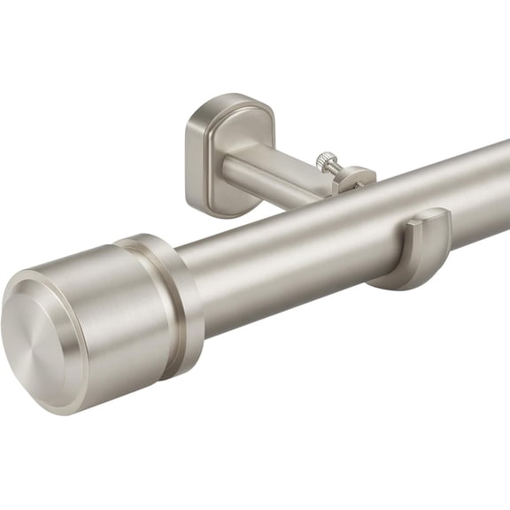 1 1/8 Inch Diameter Heavy Duty Telescoping Curtain Rods 36-72 Inches with Adjustable Aluminum Brackets and Solid End Caps, Brushed Nickel Finish