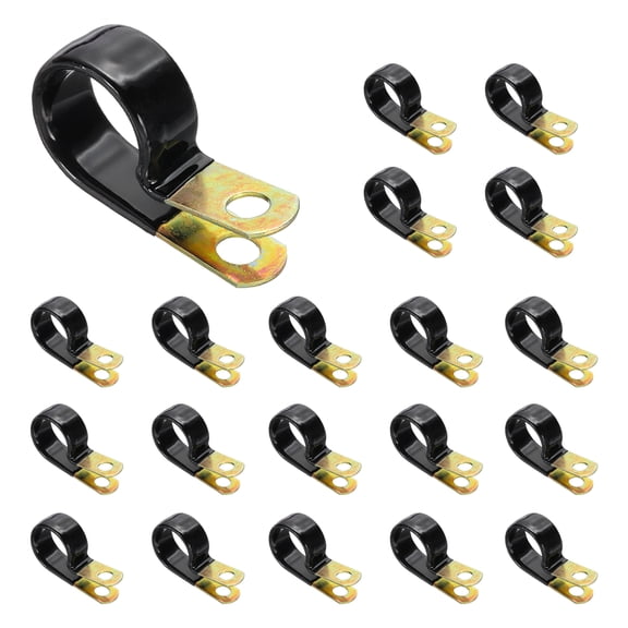 Vinyl Coated Cable Clamps, Galvanized Steel Metal Cable Clips Rubber Cushion Insulated Pipe Clamps 1-1/8"