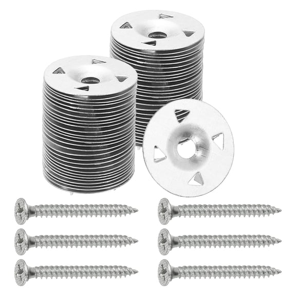 1-1/8 Insulation Washers, 400 Set 28mm Metal Insulation Washers Foam Board Fasteners Perforated Plaster Washers with Screw Galvanized Steel for Foam Board Fixing Fastening Wall
