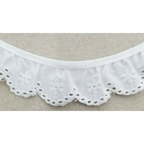 1-1/8" Ruffled Gathered Embroidery Eyelet Trimming - 8 Yards Total!