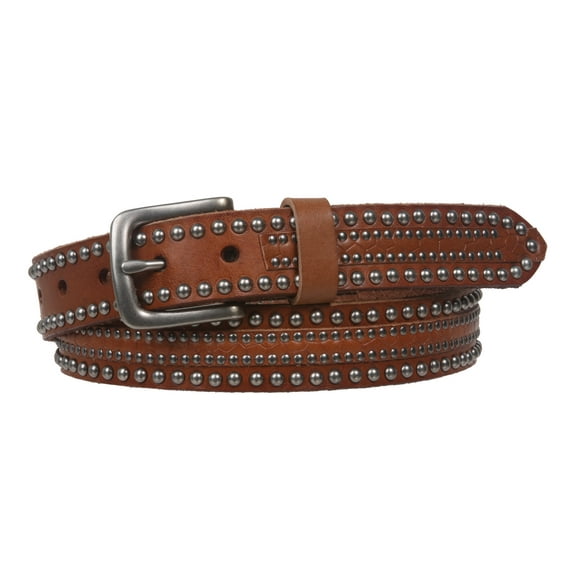 1 1/8" Snap on Riveted Nailhead Studded Solid Cowhide Leather Jean Belt
