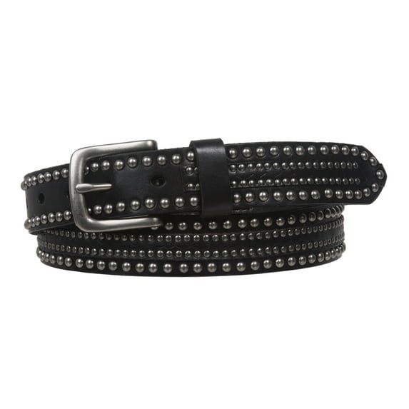 1 1/8" Snap on Riveted Nailhead Studded Solid Cowhide Leather Jean Belt