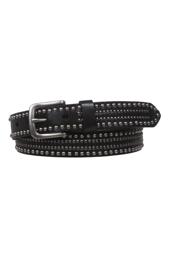 1 1/8" Snap on Riveted Nailhead Studded Solid Cowhide Leather Jean Belt