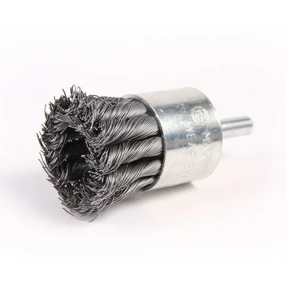 1-1/8" Wire Knot End Brush Carbon Steel With 1/4" Shank For Die Grinder Or Drill