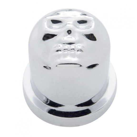 1 1/8" X 1 7/8" Chrome Plastic Skull Nut Cover, Push-On Style (10/Pack)