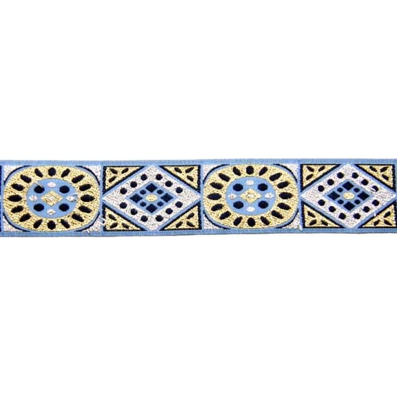 1 1/8 inch Silver & Gold Diamonds Woven Jacquard Braid Ribbon, 5 Yards