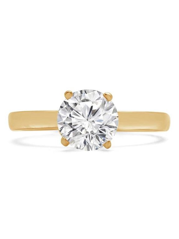 1.1 CT Round Diamond Solitaire Engagement Ring in 14K Yellow Gold - Size 7.5