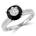 thumbnail image 1 of 1.1 CTW Round Black Diamond Double Prong Simion Solitaire with Accents Engagement Ring in 14K White Gold - Size 6.25, 1 of 1