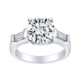 thumbnail image 1 of AFFY 1.1 Carat (Ctw) Round & Baguette Cut White Natural Diamond Solitaire Engagement Ring In 14k Solid White Gold Ring Size-6, 1 of 1