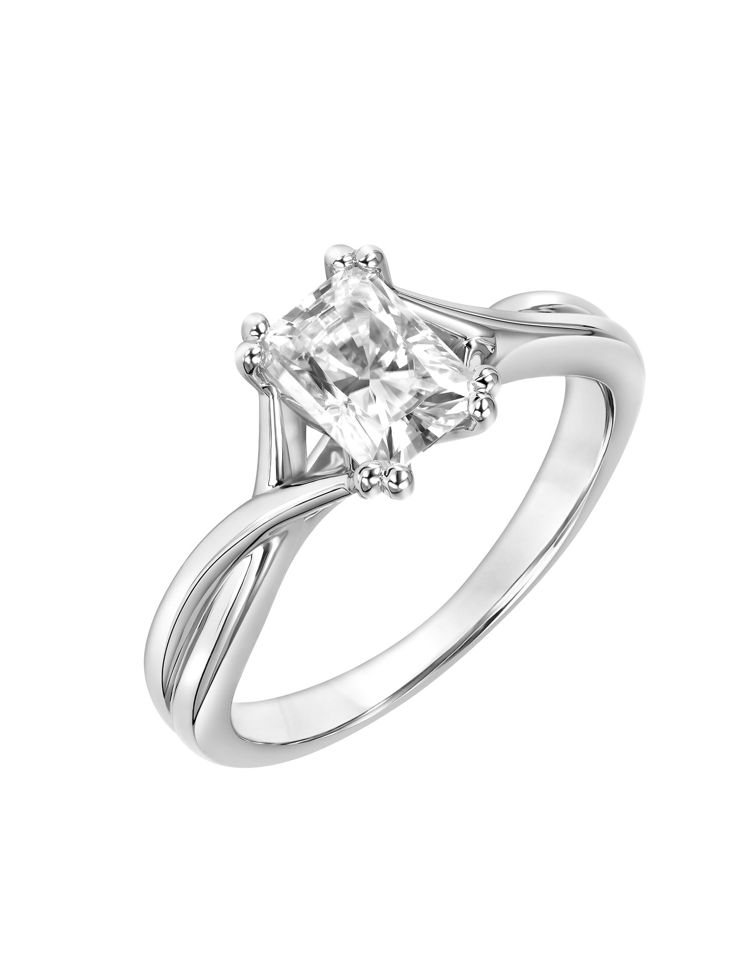 1.1 Carat DEW Radiant-Cut Moissanite Sterling Silver Solitaire Engagement Ring