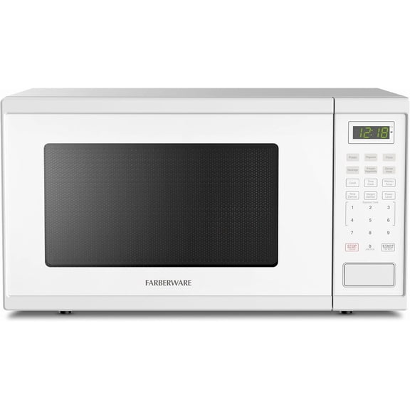 1.1 Cu. Ft. Countertop Microwave Oven  1000 Watts Power, Auto Cook Settings, Defrost, Easy Clean and Child Safety Lock - White