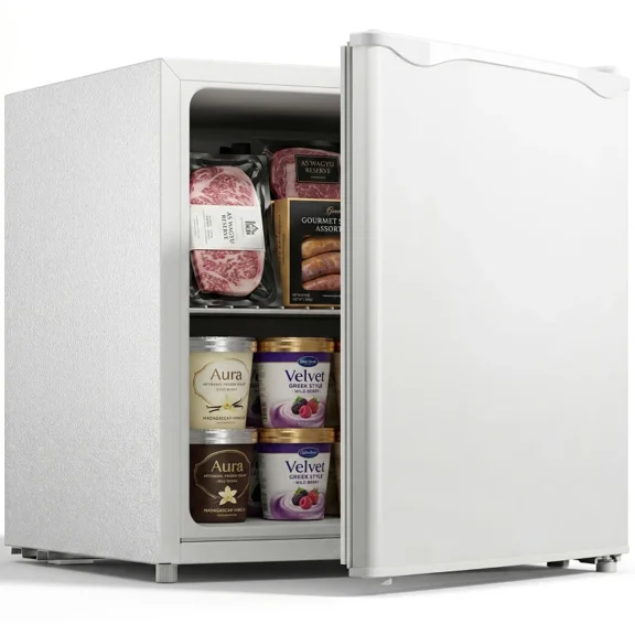 1.1 Cu. Ft. Countertop Mini Upright Freezer with Removable Shelves, Compact Freezer, White