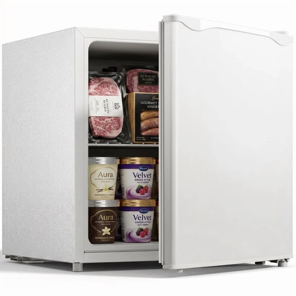 1.1 Cu. Ft. Countertop Mini Upright Freezer with Removable Shelves, Compact Freezer, White