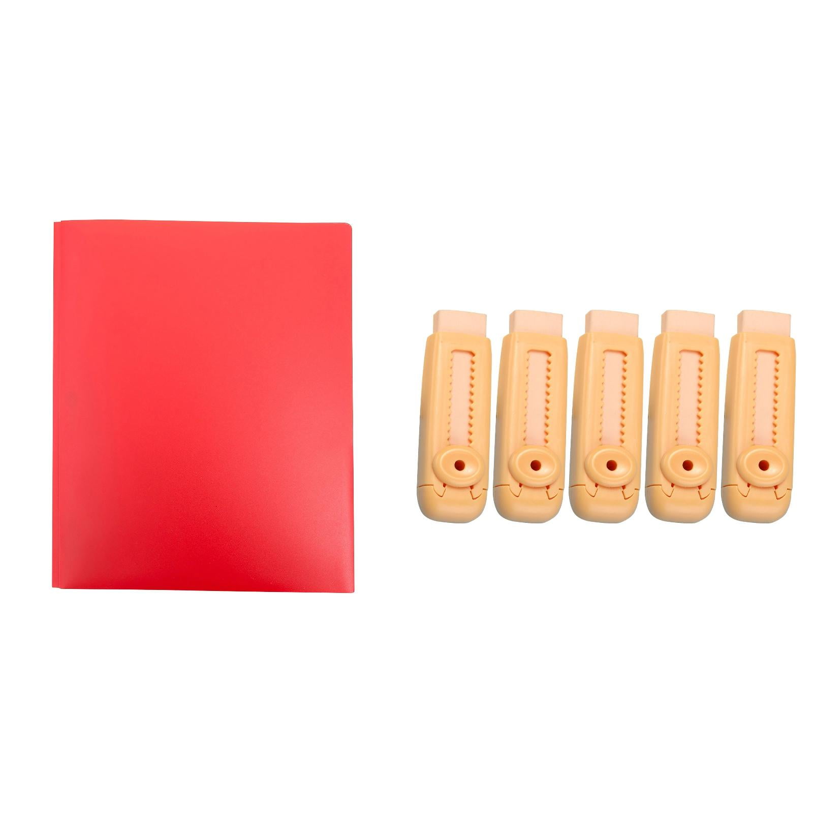 1*1*Folder+1*5 Erasers Clearance! Dunwell Colored Plastic Folder With ...