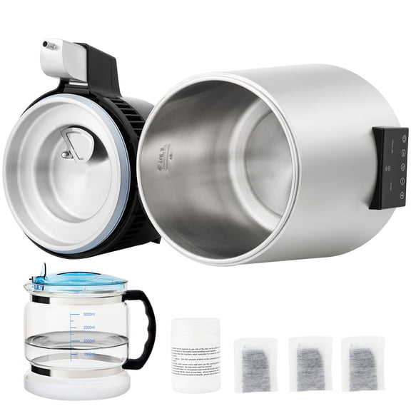 1 1 Gallon Water Distiller Machine 0 4 Gal H 1750W with 0 99H Timer Dual Temp Display 304 Stainless Steel Countertop Distiller Includes Glass Carafe C