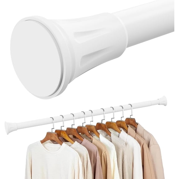 1.1 Inch Diameter Tension Closet Rods for Hanging Clothes 32-60 Inch, Adjustable Pole Closet to Hang Clothes, Heavy Duty Closet bar for Wardrobes with No Drilling Holder, White