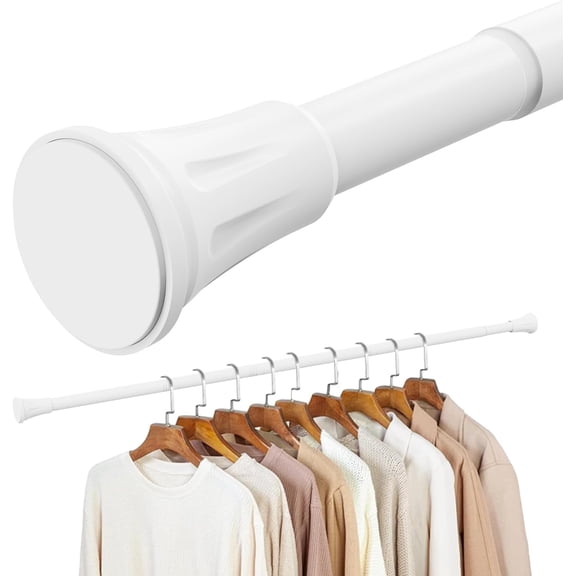 1.1 Inch Diameter Tension Closet Rods for Hanging Clothes 32-72 Inch, Adjustable Pole Closet to Hang Clothes, Heavy Duty Closet bar for Wardrobes with No Drilling Holder, White