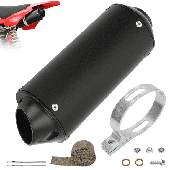 1.1 Inch Muffler Compatible with 125cc 110cc Chinese ATV 4 Wheeler Tao tao Coolster Apollo, Universal 28mm Exhaust Silencer for Pit Dirt Bike CRF50 SSR Baja with Heat Shield Tape