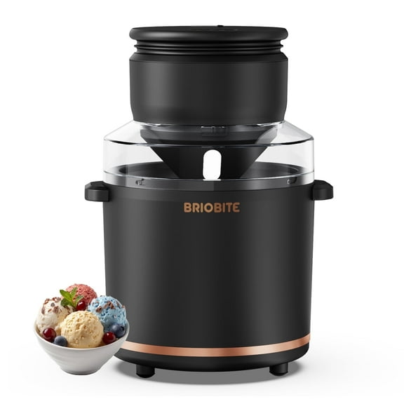 BRIOBITE 1.1 Quart Ice Cream Maker – Electric Ice Cream Machine for Gelato, Milkshakes & Sorbet,Perfect for 2-3 Servings, Easy to Use & Clean,Black