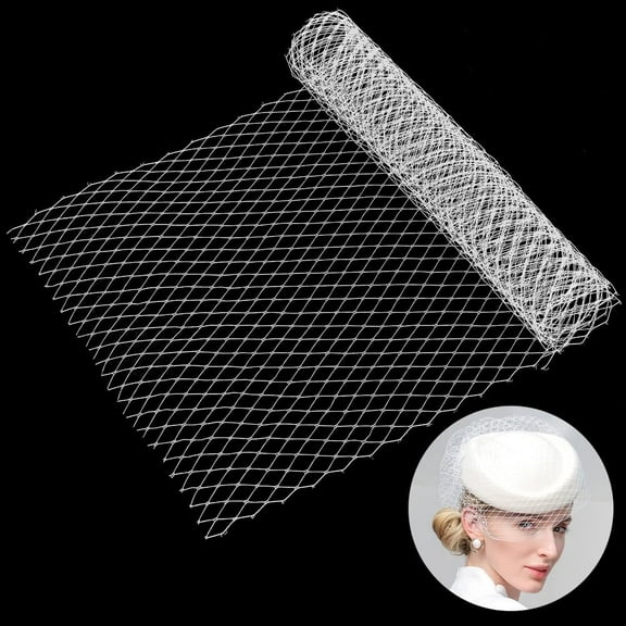 1.1 Yard White Bridal Veil Flapper Fascinator Mesh Veil White Veil Neting Fabrics 11 Inch Wide Millinery Netting for Bride's Headdress Veil Making White