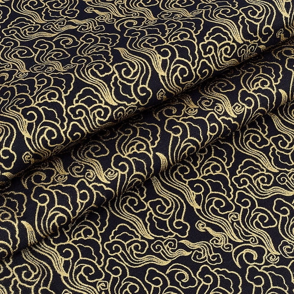 1.1 Yards x 59 Inch Dark Blue Japanese Gold Cloud Printed Fabric Japanese Style Print Cotton Fabrics Bronzing Design