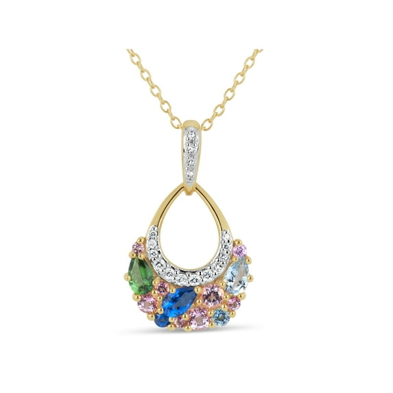 1.1 ct Multicolor Topaz Pendant in 18kt Gold Over Sterling Silver 18"