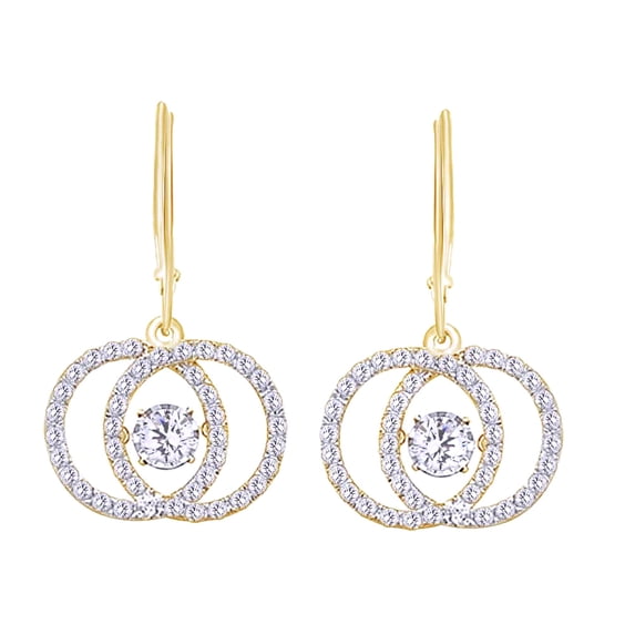 AFFY (1.1 cttw) Round Cut White Natural Diamond Interlocking Circle Drop Earrings In 14k Yellow Gold