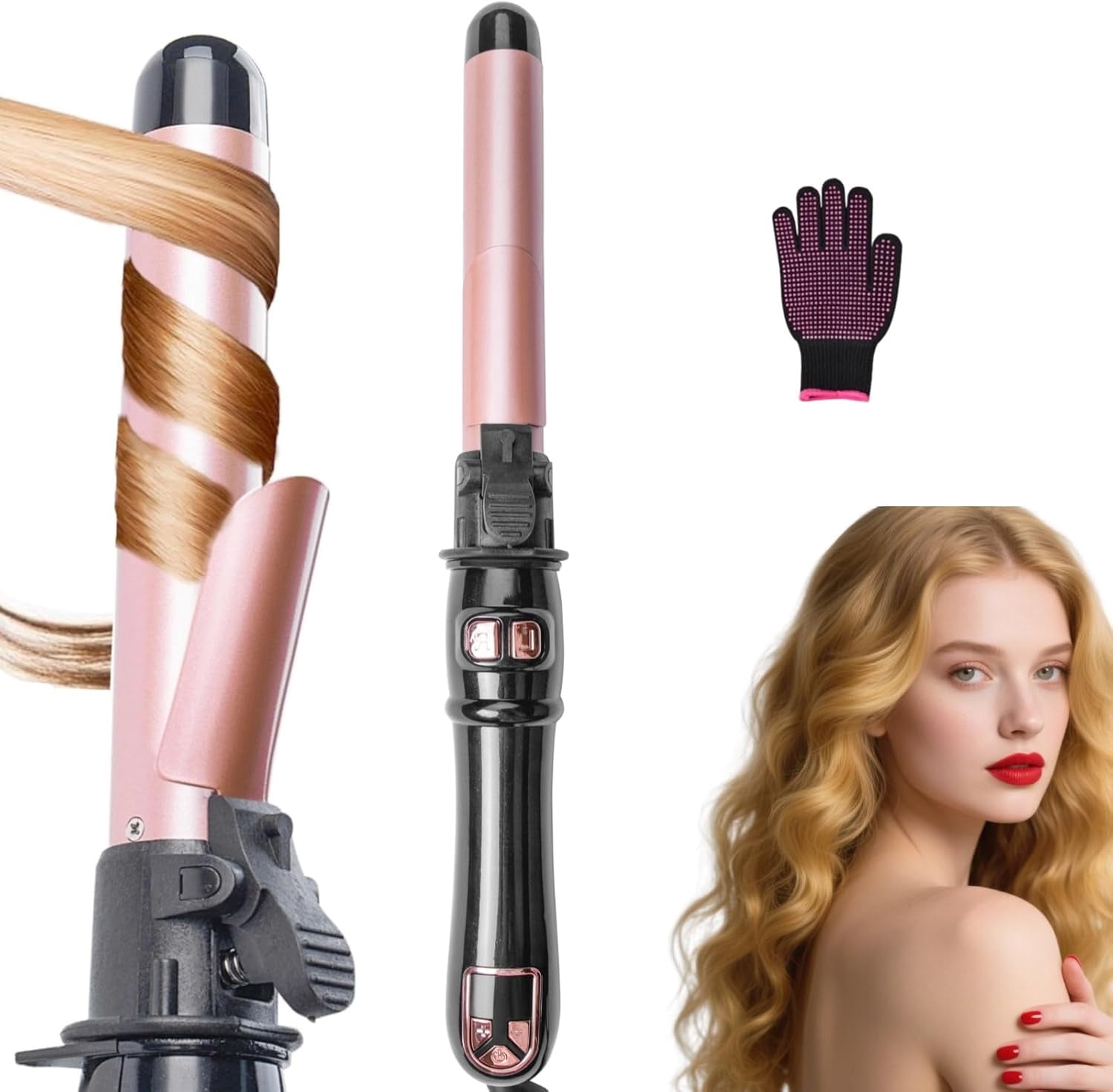 1.1 inch Automatic Curling Wand Rotating Curling Iron for Long Short Hair,Professional Hair Styling Irons Fast Heating