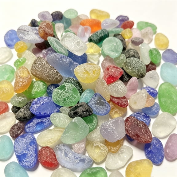 1.1 lb Fish Tank Rocks Frosted Sea Glass Stones Translucent Sea Glass Pebbles Multicolor Fish Tank Gemstones for Aquarium Vase Filler DIY Crafts Home Decor,0.4-1.2 inch,Topboutique