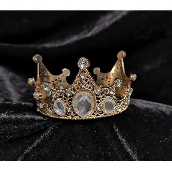 1.1 oz Small Rhinestone Crown Cake Topper - Gold