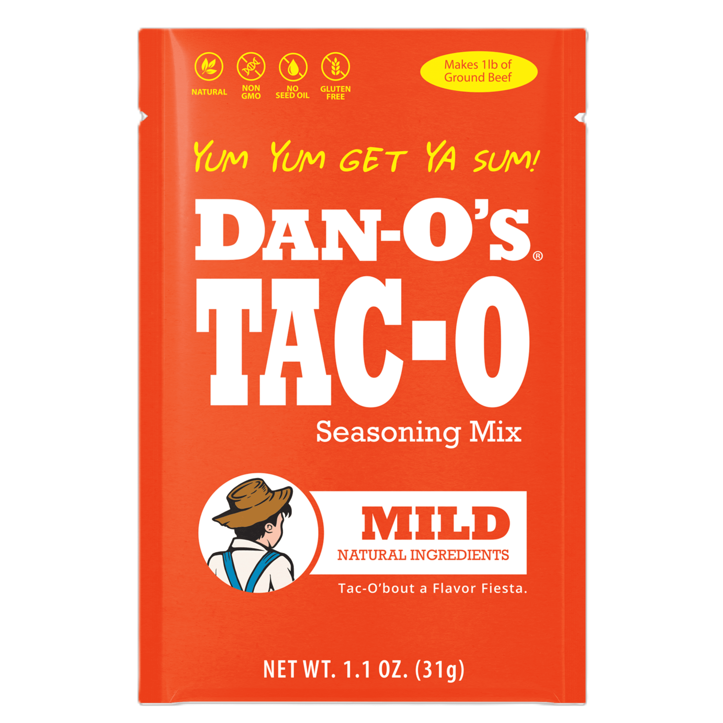 Dan-O's Tac-O Mild Seasoning Mix Single Serving Pack 1.1 oz