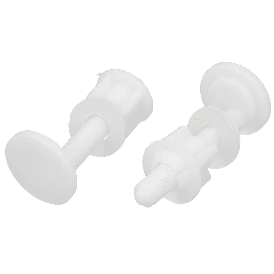 1.1 x 2.6 Inch White Plastic Round Shaped Toilet Seat Hinge Bolt 2pcs