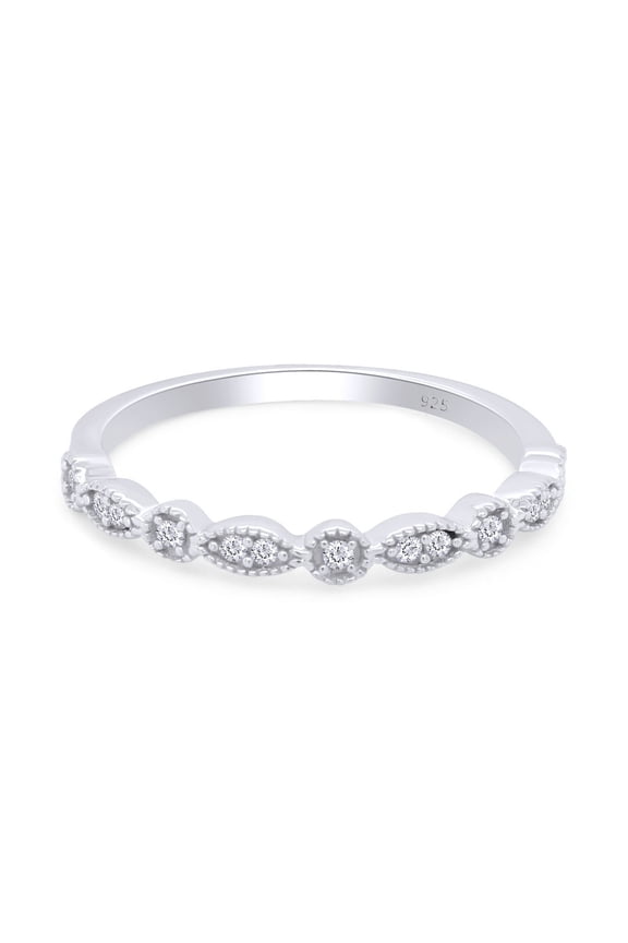 1/10 CT Round Cut Natural White Diamond Eternity Infinity Wedding Band Ring In 14K White Gold Over Sterling Silver (Color: I-J, Clarity: I2-I3, 0.10 Cttw) -7