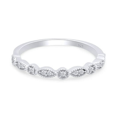 1/10 CT Round Cut Natural White Diamond Eternity Infinity Wedding Band Ring In 14K White Gold Over Sterling Silver (Color: I-J, Clarity: I2-I3, 0.10 Cttw) -4