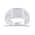thumbnail image 1 of 1/10 CT Round Cut Natural White Diamond Ribbed Shank Wedding Band Ring For Men's In 10K Solid White Gold (Color: I-J, Clarity: I2-I3, 0.10 Cttw) -9.5, 1 of 7