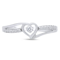 1/10 CT Round Cut Natural White Diamond Split Shank Heart Promise Ring In 14K White Gold Over 925 Sterling Silver (Color: I-J, Clarity: I2-I3, 0.10 Cttw) -5