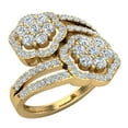 thumbnail image 1 of 1.10 CT TW Flower Cluster Bypass Diamond Ring 14K Gold, 1 of 5