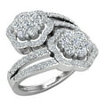 thumbnail image 1 of 1.10 CT TW Flower Cluster Bypass Diamond Ring 18K White Gold (G,VS), 1 of 5