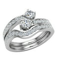 thumbnail image 1 of 1.10 CT Two-Stone Ring Accent Diamond Wedding Set 14K White Gold (F,VS1), 1 of 4