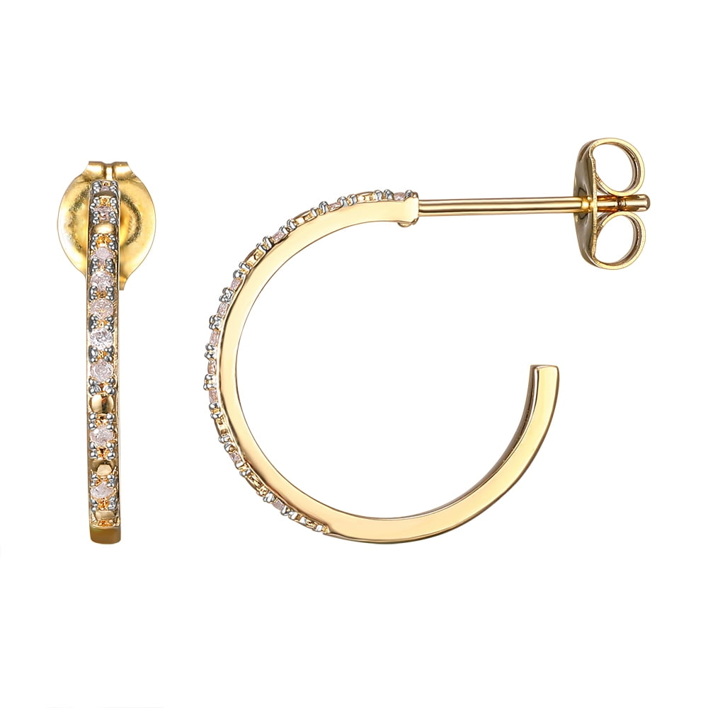 FOREVER FACETS 1/10 CTW Diamond and 1K Gold Hoops