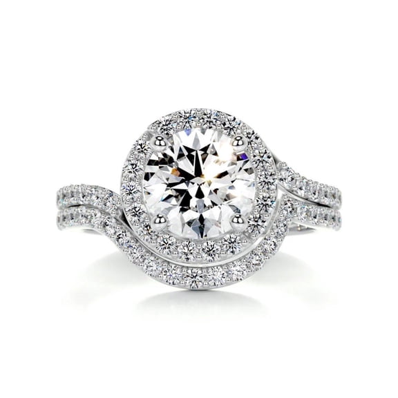 1.10 CTW Round Brilliant Cut Bridal Set Wedding Ring 10K White Gold