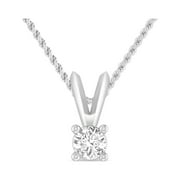 INSPEREZA 1/10 Carat 10K White Gold Round Lab Grown Diamond Solitaire Pendant Necklace For Women with V-bail (G Color, SI Clarity) - (small size ideal for kids )