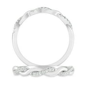 INSPEREZA 1/10 Carat 10kt White Gold Diamond Infinity Knot Petite Wedding Anniversary Stackable Band. ( H-I Color, I2-I3 Clarity )
