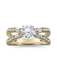 thumbnail image 1 of 1.10 Carat Brilliant Round Cut Real Diamond Elegant Solitaire with Accents Wedding Ring for Women Solid 18K Yellow Gold Size 10, 1 of 7