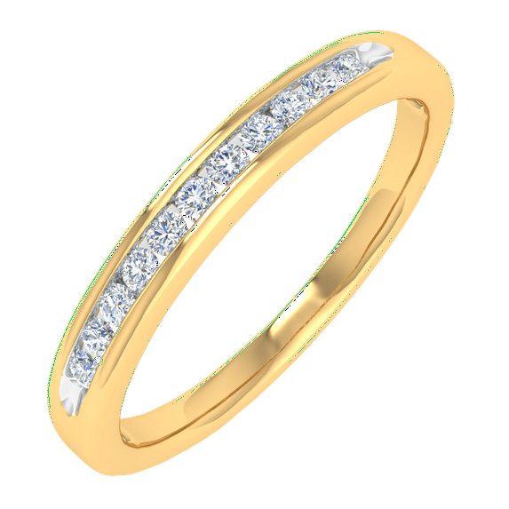 1/10 Carat Channel Set Diamond Wedding Anniversary Ring in 14K Yellow Gold - IGI Cert ( Ring Size 7) (I1-I2 Clarity)