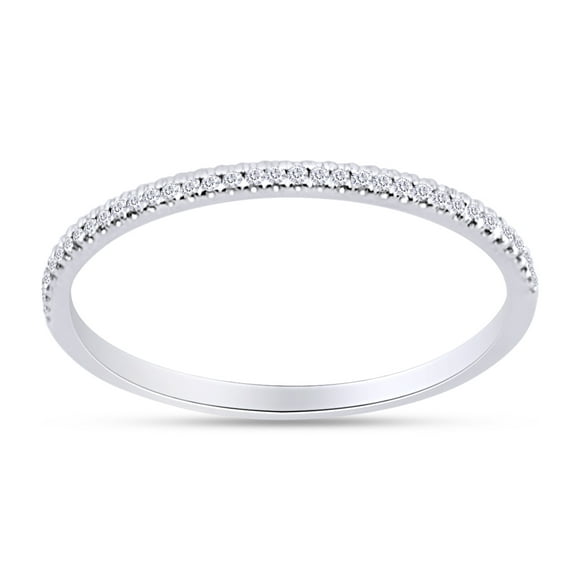 1/10 Carat (Cttw) Round Cut Natural White Diamond Stackable Engagement Wedding Band Ring For Women In 14K White Gold Over Sterling Silver (Clarity : I2-I3,Color : I-J, 0.10 Cttw) Ring Size -6