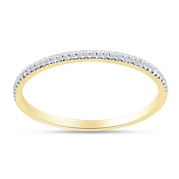 1/10 Carat (Cttw) Round Cut Natural White Diamond Stackable Engagement Wedding Band Ring For Women In 14K Yellow Gold Over Sterling Silver (Clarity : I2-I3,Color : I-J, 0.10 Cttw) Ring Size -8