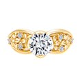 thumbnail image 1 of AFFY 1.10 Carat(Cttw) Round Moissanite & Natural Diamond Flower Engagement Ring 14K Solid Yellow Gold Ring Size-5, 1 of 2