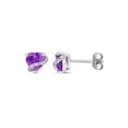 thumbnail image 1 of Gem & Harmony 1.10 Carat (Ctw) Amethyst Heart Earrings in Sterling Silver for Women, 1 of 5